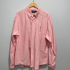 Polo Ralph Lauren logo shirt vintage Custom fit men’s size XXL cotton pink color